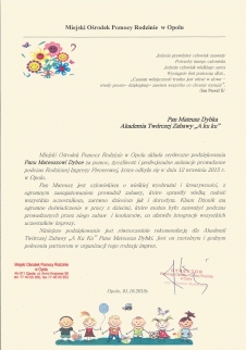 Referencje dla A KUKU od MOPS w Opolu
